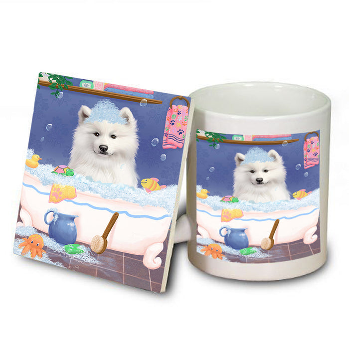 Rub A Dub Dog In A Tub Samoyed Dog Mug and Coaster Set MUC57426