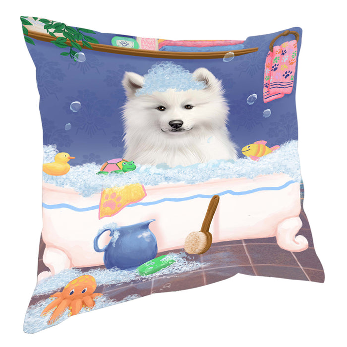Rub A Dub Dog In A Tub Samoyed Dog Pillow with Top Quality High-Resolution Images - Ultra Soft Pet Pillows for Sleeping - Reversible & Comfort - Ideal Gift for Dog Lover - Cushion for Sofa Couch Bed - 100% Polyester