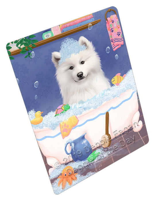 Rub A Dub Dog In A Tub Samoyed Dog Cutting Board - For Kitchen - Scratch & Stain Resistant - Designed To Stay In Place - Easy To Clean By Hand - Perfect for Chopping Meats, Vegetables