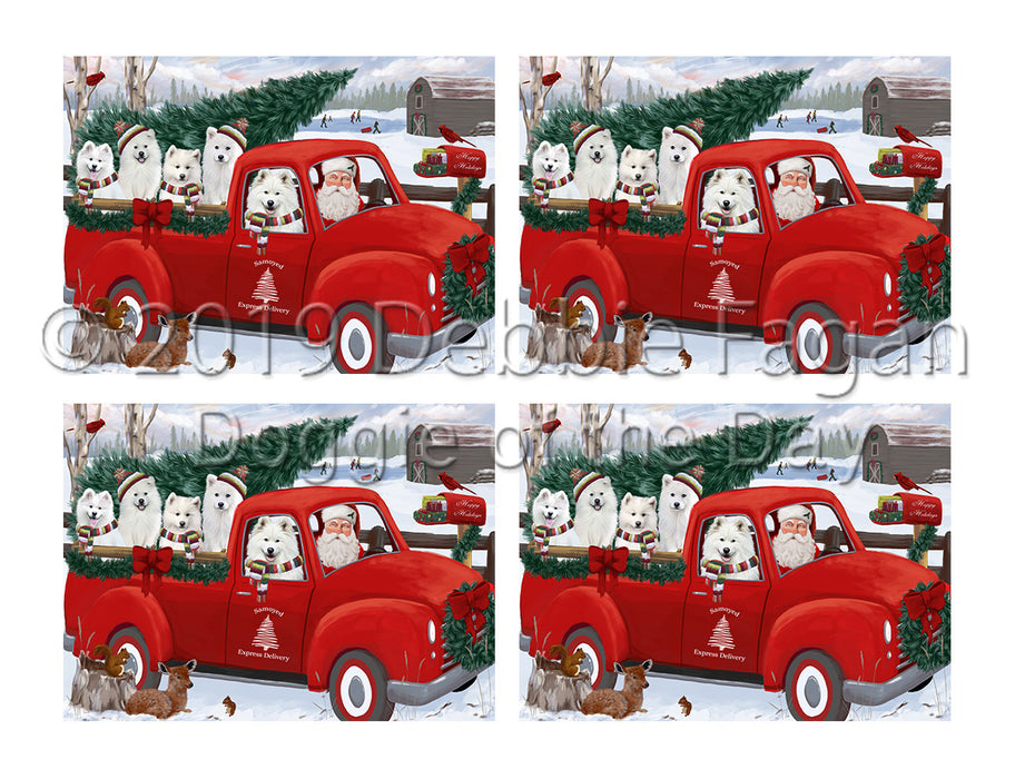 Christmas Santa Express Delivery Red Truck Samoyed Dogs Placemat