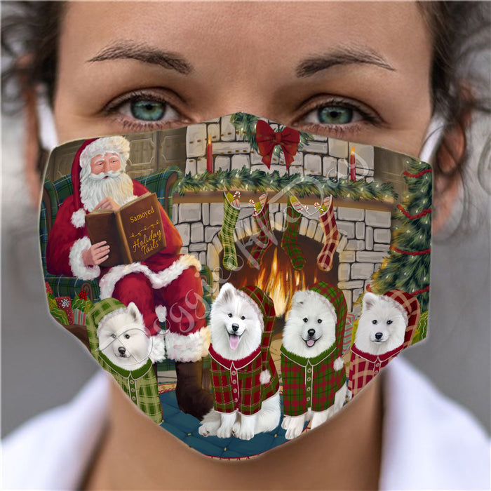 Christmas Cozy Holiday Fire Tails Samoyed Dogs Face Mask FM48662