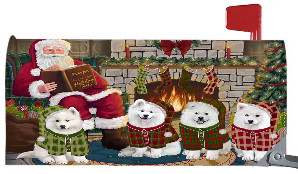 Christmas Cozy Holiday Fire Tails Samoyed Dogs 6.5 x 19 Inches Magnetic Mailbox Cover Post Box Cover Wraps Garden Yard Décor MBC48929