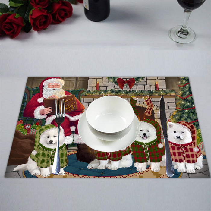 Christmas Cozy Holiday Fire Tails Samoyed Dogs Placemat