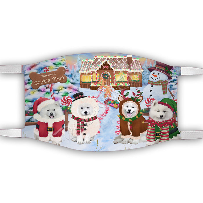 Holiday Gingerbread Cookie Samoyed Dogs Shop Face Mask FM48926