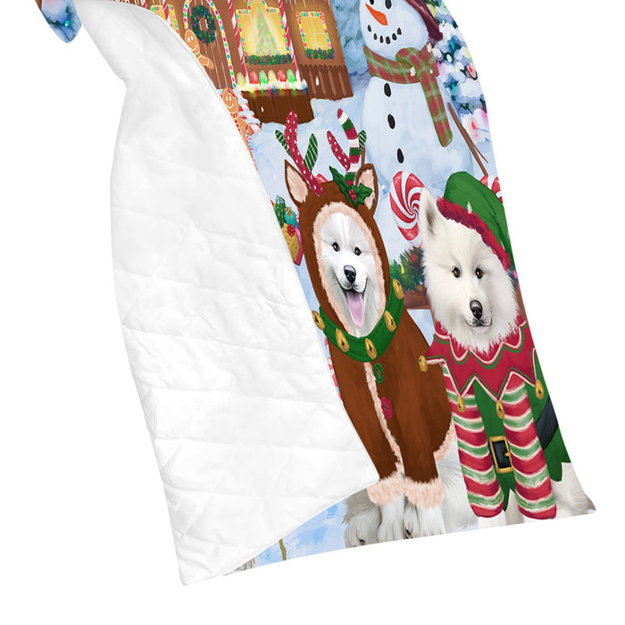 Holiday Gingerbread Cookie Samoyed Dogs Quilt