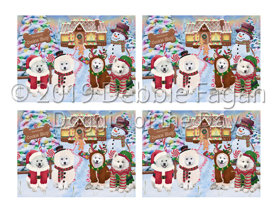 Holiday Gingerbread Cookie Samoyed Dogs Placemat