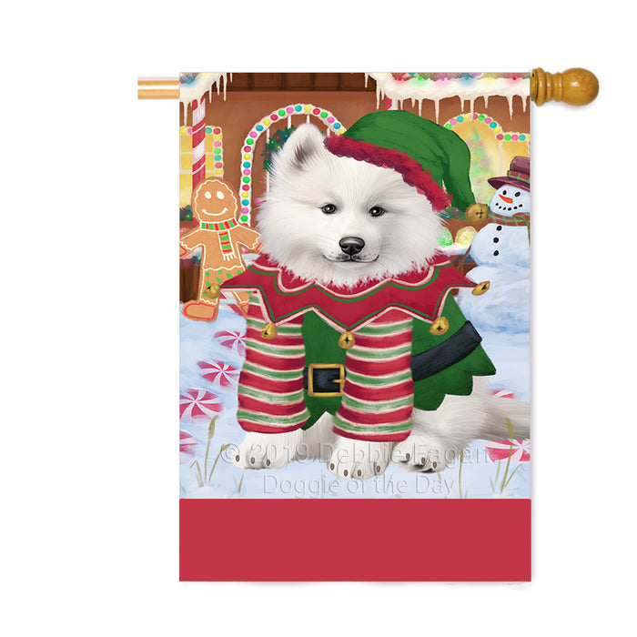 Personalized Gingerbread Candyfest Samoyed Dog Custom House Flag FLG63937
