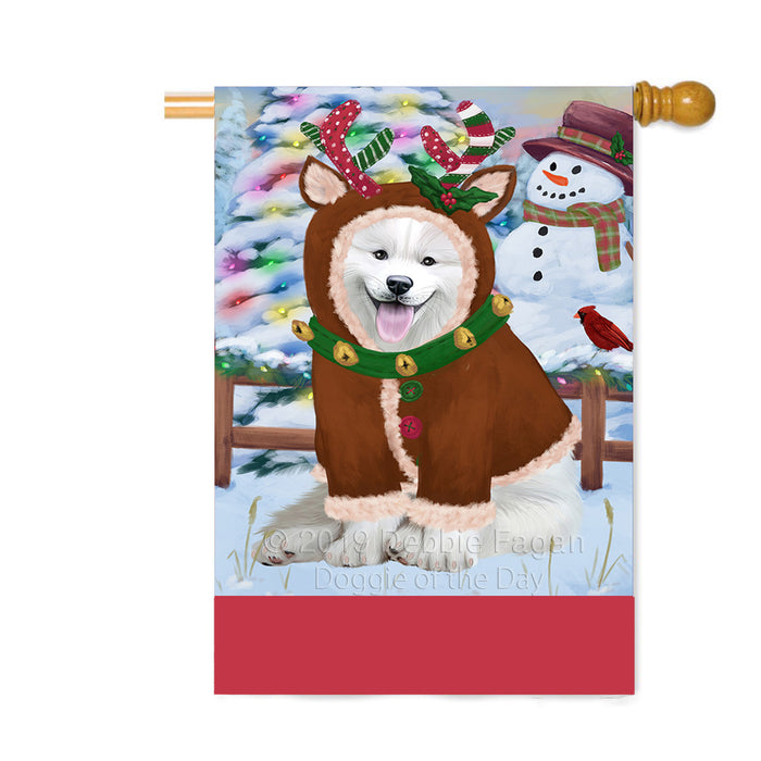 Personalized Gingerbread Candyfest Samoyed Dog Custom House Flag FLG63938