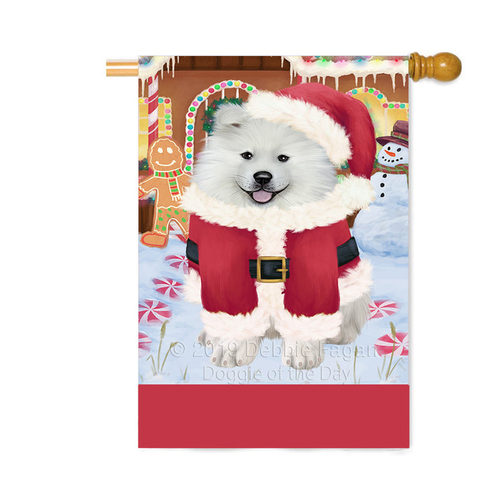 Personalized Gingerbread Candyfest Samoyed Dog Custom House Flag FLG63939