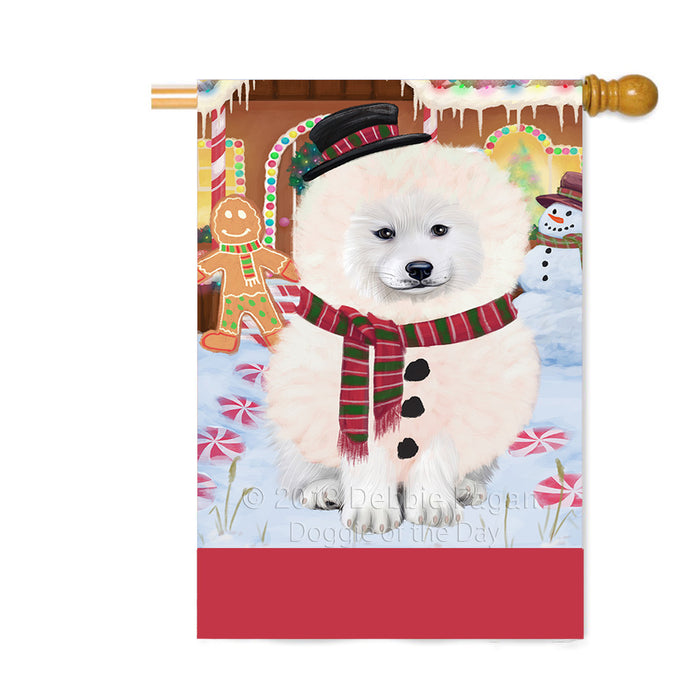 Personalized Gingerbread Candyfest Samoyed Dog Custom House Flag FLG63940