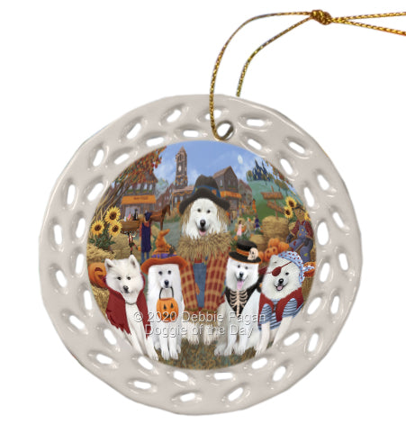 Halloween 'Round Town Samoyed Dogs Doily Ornament DPOR58062