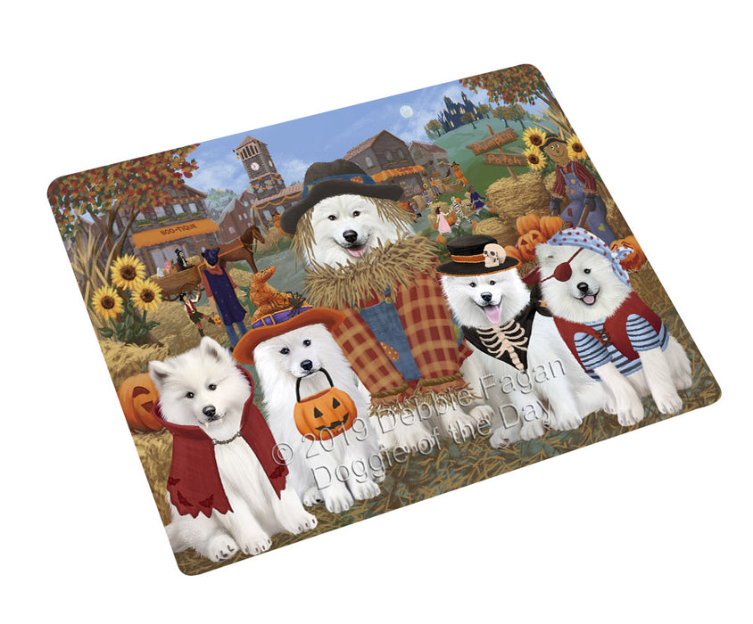 Halloween 'Round Town Samoyed Dogs Cutting Board - For Kitchen - Scratch & Stain Resistant - Designed To Stay In Place - Easy To Clean By Hand - Perfect for Chopping Meats, Vegetables