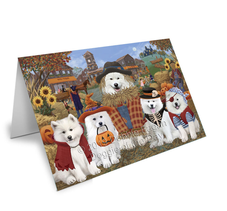 Halloween 'Round Town Samoyed Dogs Handmade Artwork Assorted Pets Greeting Cards and Note Cards with Envelopes for All Occasions and Holiday Seasons GCD78440