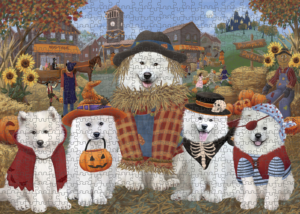 Halloween 'Round Town Samoyed Dogs Puzzle with Photo Tin PUZL98760