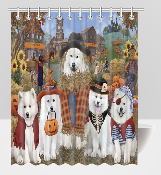 Halloween 'Round Town Samoyed Dogs Shower Curtain
