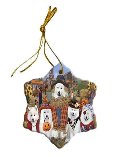 Halloween 'Round Town Samoyed Dogs Star Porcelain Ornament SPOR57698