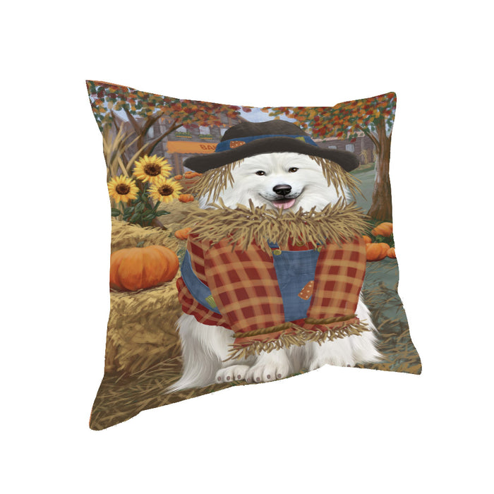 Fall Pumpkin Scarecrow Russian Blue Cats Pillow PIL85384 (18x18)