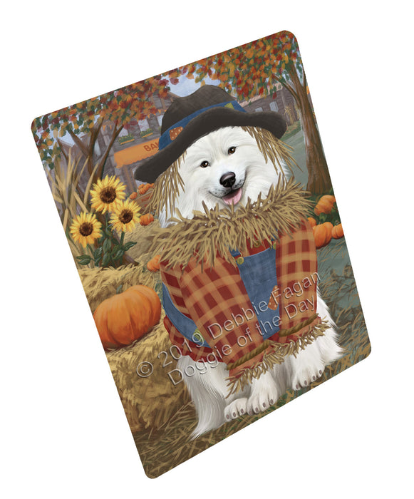 Fall Pumpkin Scarecrow Samoyed Dogs Cutting Board - For Kitchen - Scratch & Stain Resistant - Designed To Stay In Place - Easy To Clean By Hand - Perfect for Chopping Meats, Vegetables