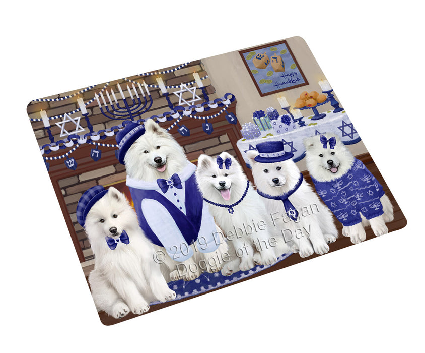 Happy Hanukkah Family Samoyed Dogs Cutting Board - For Kitchen - Scratch & Stain Resistant - Designed To Stay In Place - Easy To Clean By Hand - Perfect for Chopping Meats, Vegetables