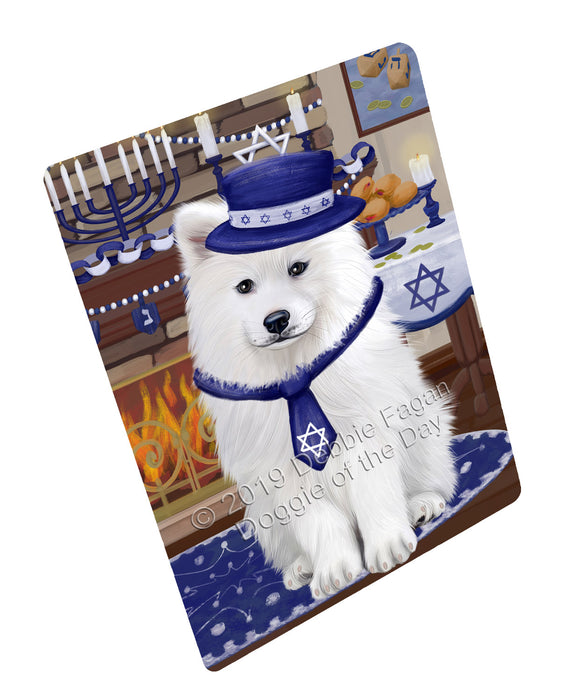 Happy Hanukkah Samoyed Dog Cutting Board - For Kitchen - Scratch & Stain Resistant - Designed To Stay In Place - Easy To Clean By Hand - Perfect for Chopping Meats, Vegetables