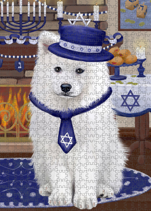Happy Hanukkah Samoyed Dog Puzzle with Photo Tin PUZ99124