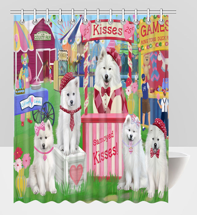 Carnival Kissing Booth Samoyed Dogs Shower Curtain
