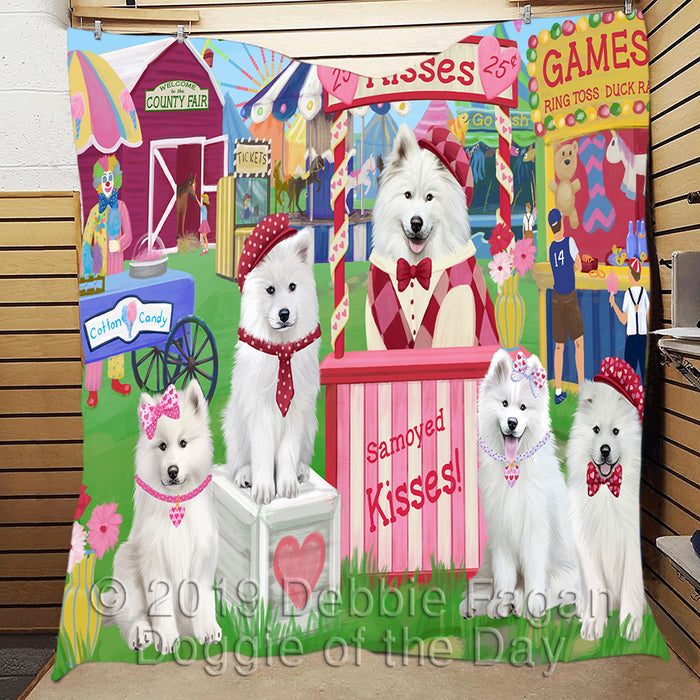 Carnival Kissing Booth Samoyed Dogs Quilt