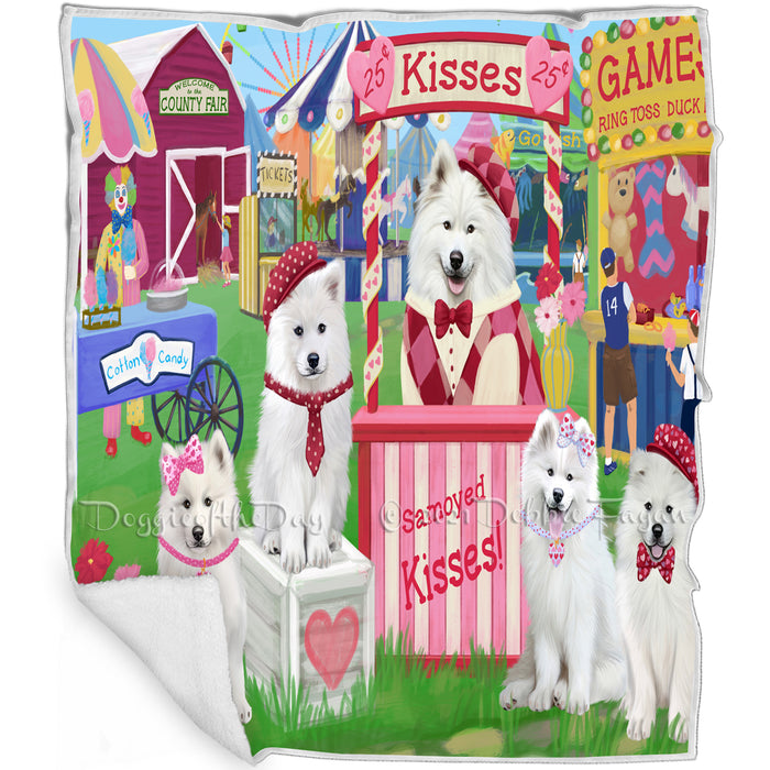 Carnival Kissing Booth Samoyeds Dog Blanket BLNKT122709