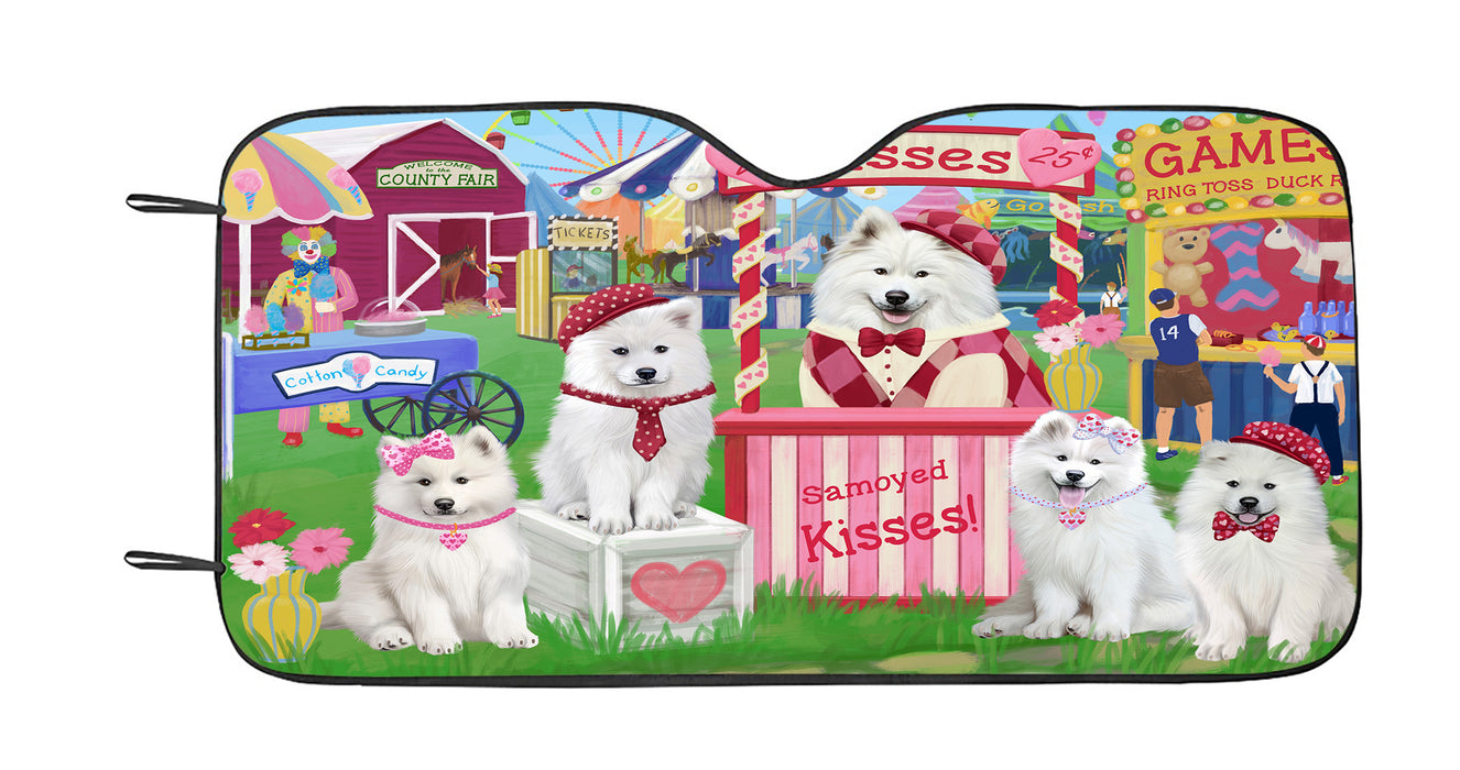 Carnival Kissing Booth Samoyed Dogs Car Sun Shade