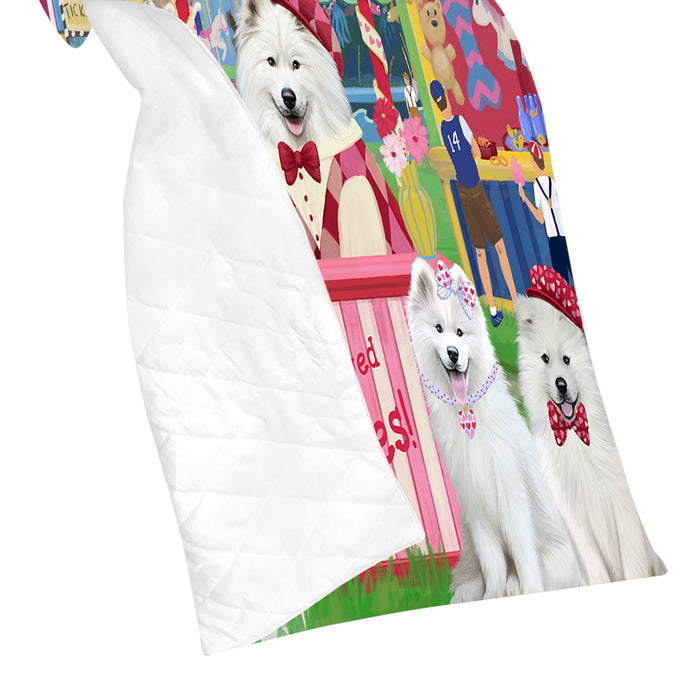 Carnival Kissing Booth Samoyed Dogs Quilt