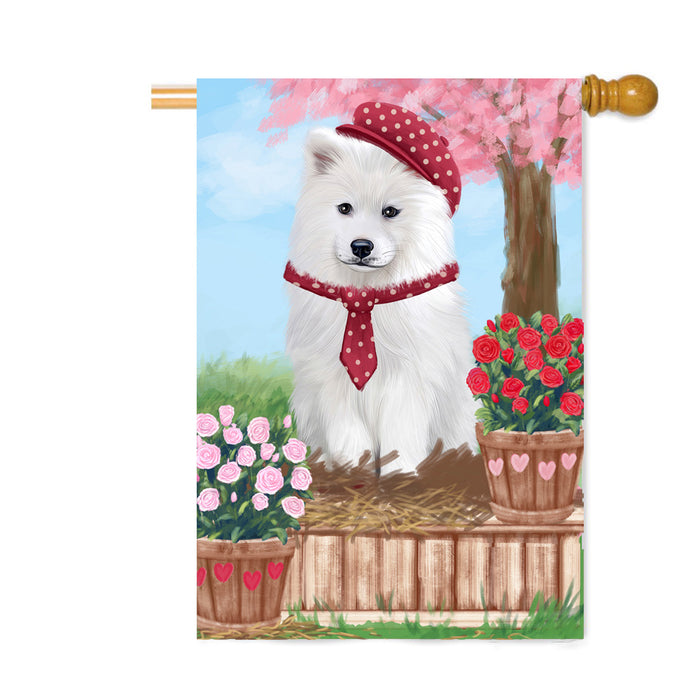 Personalized Rosie 25 Cent Kisses Samoyed Dog Custom House Flag FLG64930