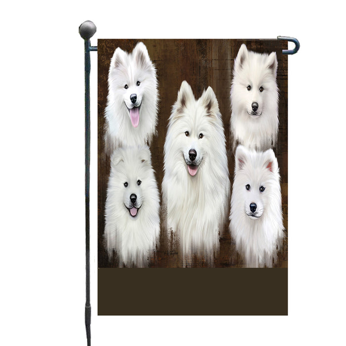 Personalized Rustic 5 Samoyed Dogs Custom Garden Flags GFLG-DOTD-A62571