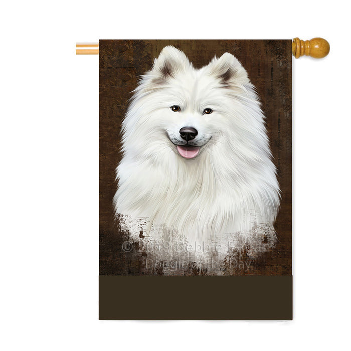 Personalized Rustic Samoyed Dog Custom House Flag FLG64690
