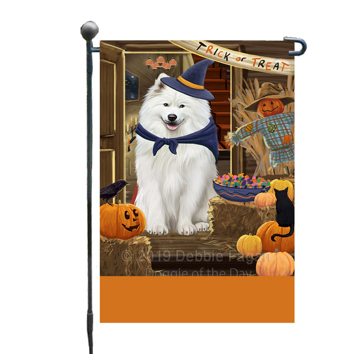 Personalized Enter at Own Risk Trick or Treat Halloween Samoyed Dog Custom Garden Flags GFLG-DOTD-A59700
