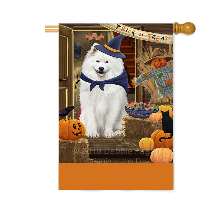 Personalized Enter at Own Risk Trick or Treat Halloween Samoyed Dog Custom House Flag FLG-DOTD-A59756