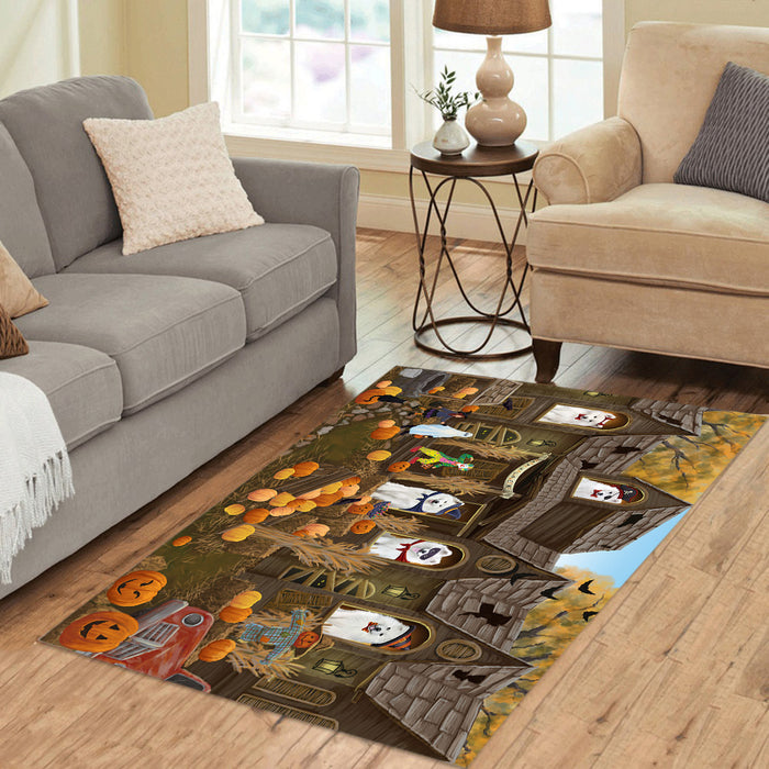 Haunted House Halloween Trick or Treat Samoyed Dogs Area Rug