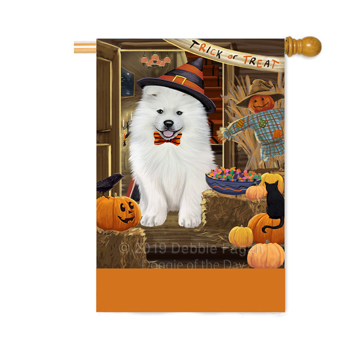 Personalized Enter at Own Risk Trick or Treat Halloween Samoyed Dog Custom House Flag FLG-DOTD-A59758