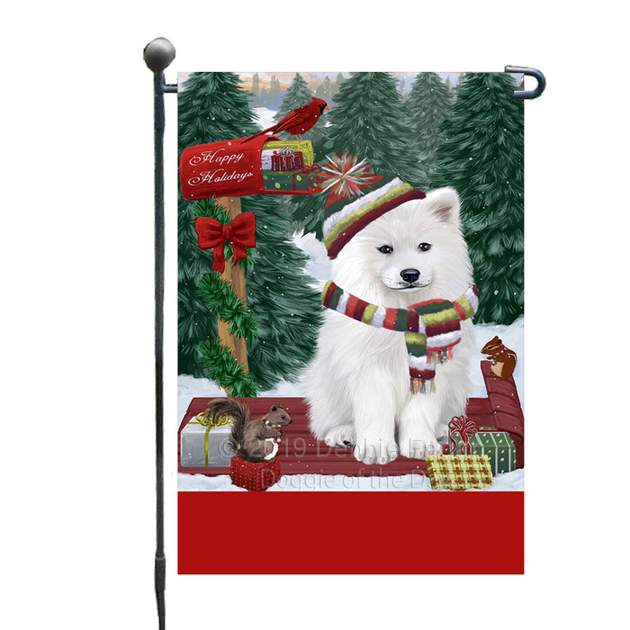 Personalized Merry Christmas Woodland Sled  Samoyed Dog Custom Garden Flags GFLG-DOTD-A61673