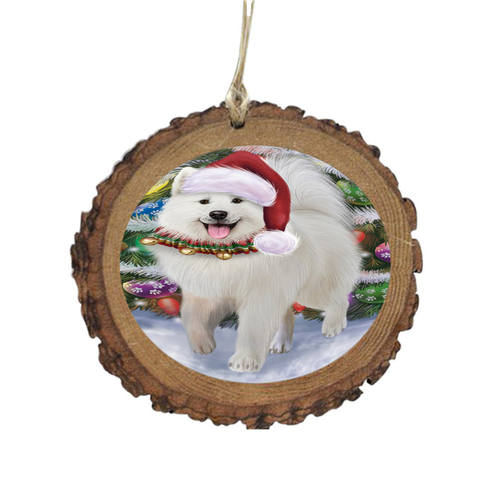 Trotting in the Snow Samoyed Dog Wooden Christmas Ornament WOR49459