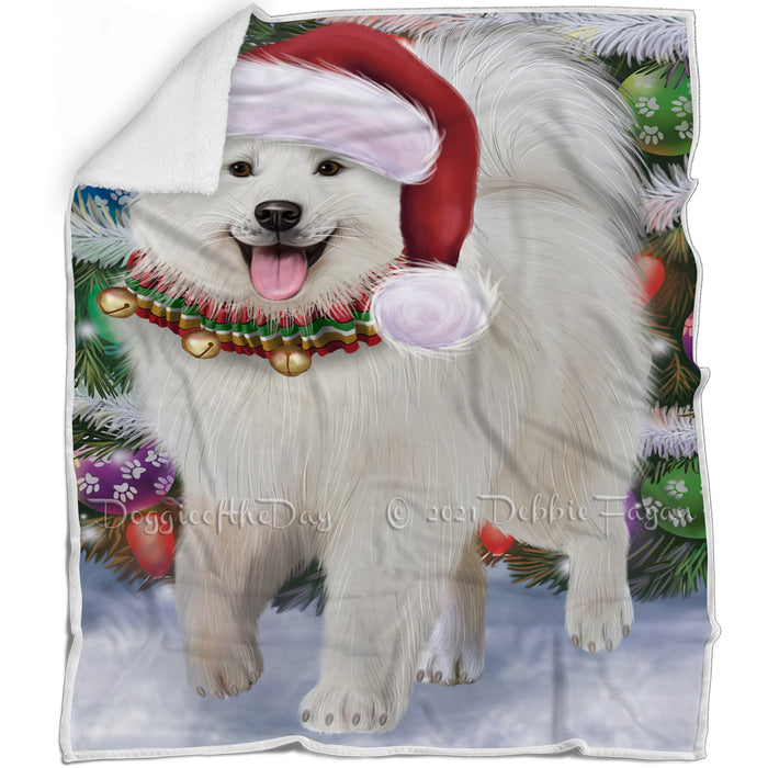 Trotting in the Snow Samoyed Dog Blanket BLNKT109830