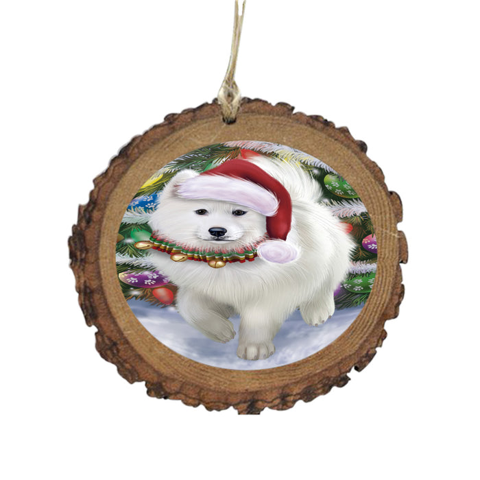 Trotting in the Snow Samoyed Dog Wooden Christmas Ornament WOR49460