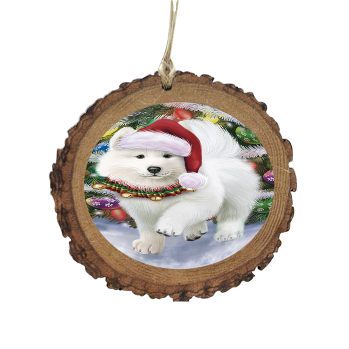 Trotting in the Snow Samoyed Dog Wooden Christmas Ornament WOR49461