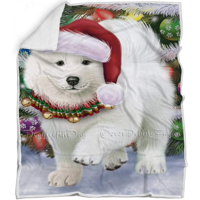 Trotting in the Snow Samoyed Dog Blanket BLNKT109848