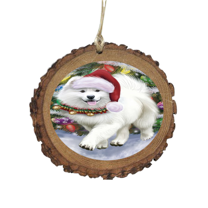 Trotting in the Snow Samoyed Dog Wooden Christmas Ornament WOR49462