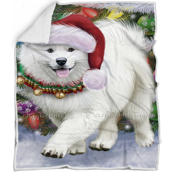 Trotting in the Snow Samoyed Dog Blanket BLNKT109857