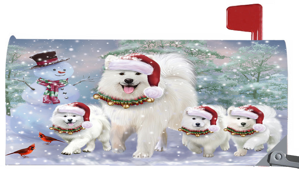 Magnetic Mailbox Cover Christmas Running Family Samoyeds Dogs MBC48275