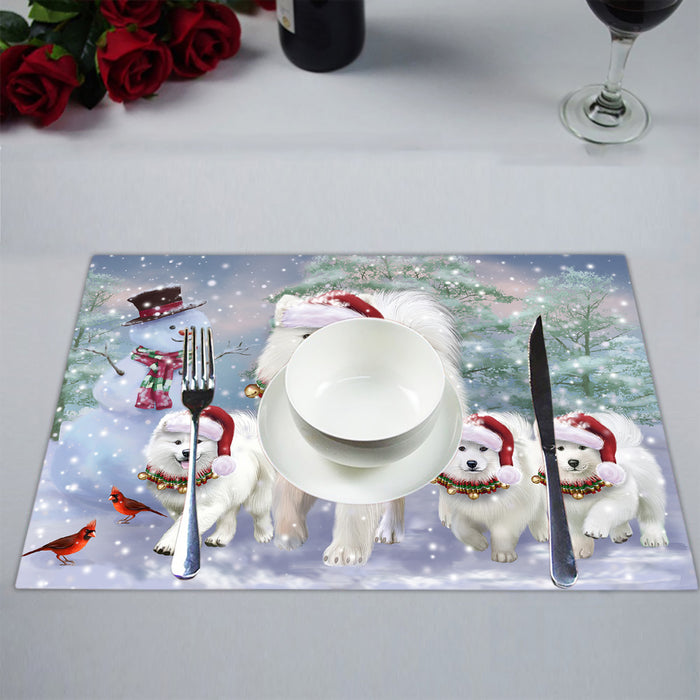 Christmas Running Fammily Samoyed Dogs Placemat