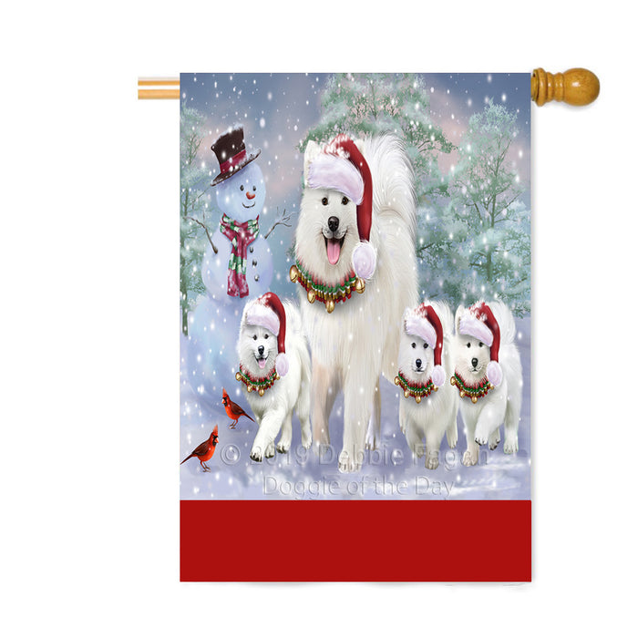 Personalized Christmas Running Family Samoyed Dogs Custom House Flag FLG-DOTD-A60403