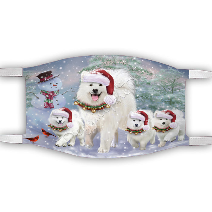 Christmas Running Fammily Samoyed Dogs Face Mask FM48740