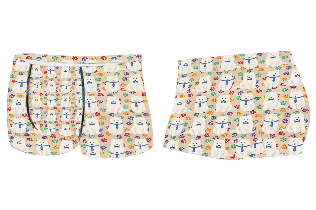 Rainbow Paw Print Samoyed Dogs BlueMen's All Over Print Boxer Briefs